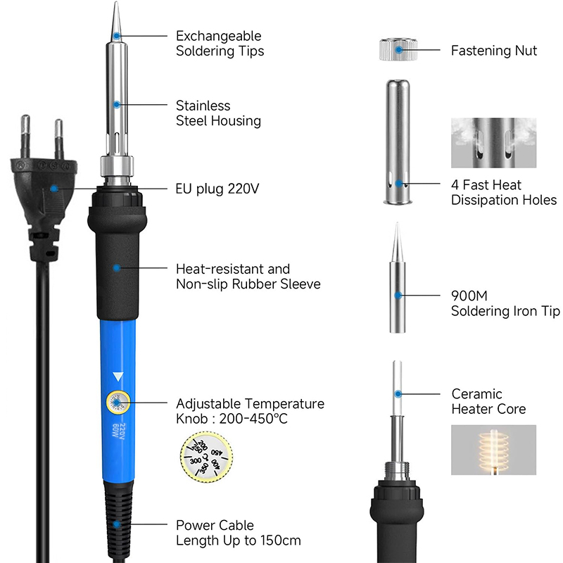 Soldador de temperatura ajusta - Diy Electronics Tools reseña y precio